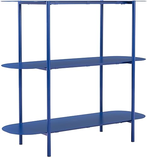 Miniatura 6 de TRE Mesa consola azul, estilo moderno, acero con recubrimiento en polvo, forma ovalada, acero, sala de estar, 35.4 pulgadas de ancho x 12.6 pulgadas