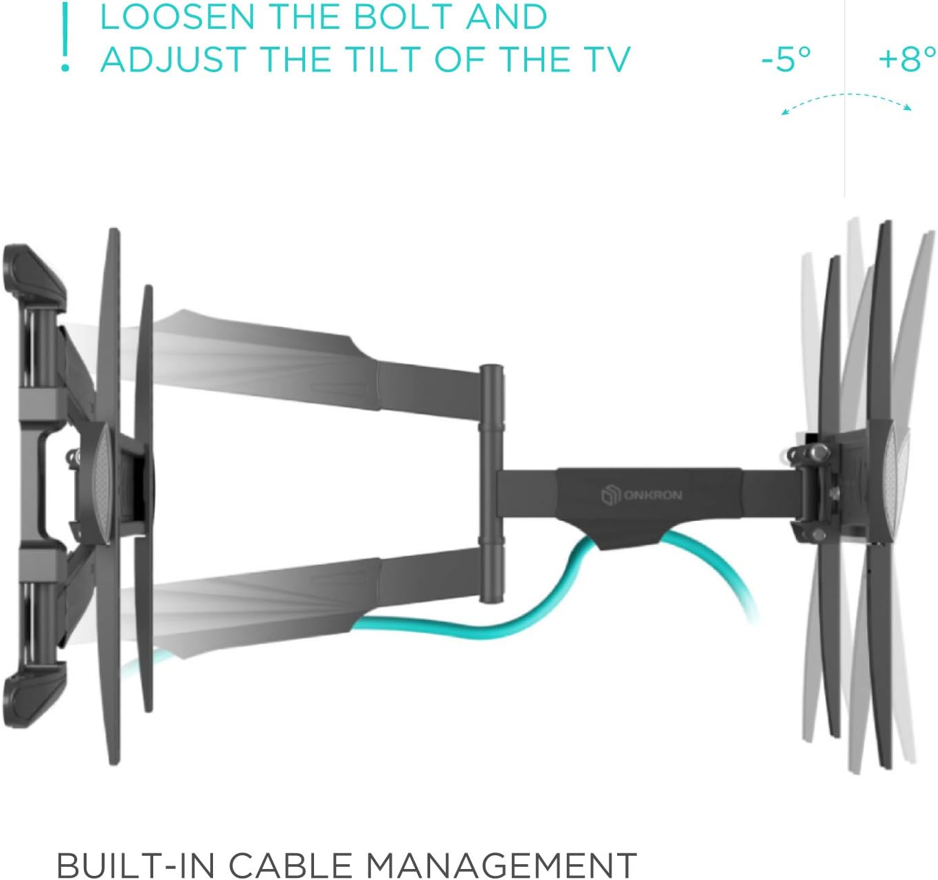 ONKRON Full Motion TV Wall Mount for 40-75 Inch TVs up to 77 lbs, Extendable TV Mount Swivel and Tilt, Articulating Arm VESA 100x100-400x400, Corner Television Wall Mount Bracket Black