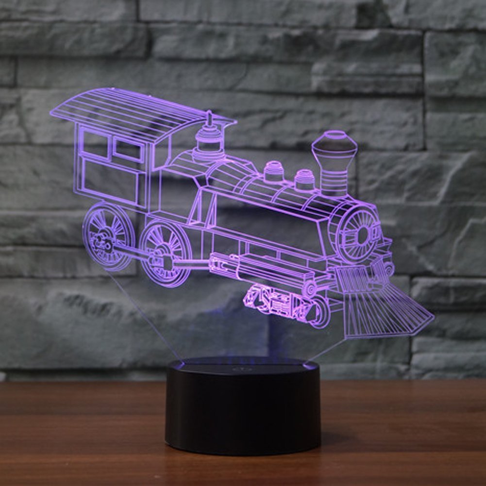 Illusion 3D Berline LED Lampe Art Déco Lampe Lumières LED Décoration Lampes Télécommande Touch Control 7/16 Couleurs Change Veilleuse USB Powered Enfants Cadeau Anniversaire Noël Cadeaux