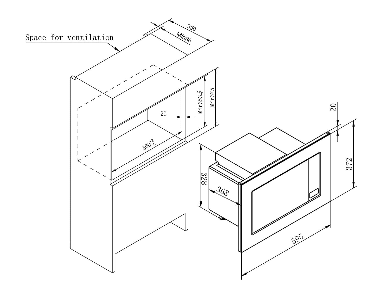 Amica EMW 13184 E Eingebaut Grill-Mikrowelle 20l 800W Edelstahl - Mikrowellen (Eingebaut, Grill-Mikrowelle, 20 l, 800 W, Knöpfe, Edelstahl)