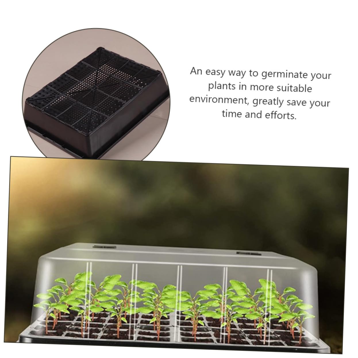 VANZACK Couvercle D'humidité pour Plantes Plateau à Semis Plat en Plastique Épais Plateau De Croissance pour Semis Accessoire De Jardinage pour Plantes