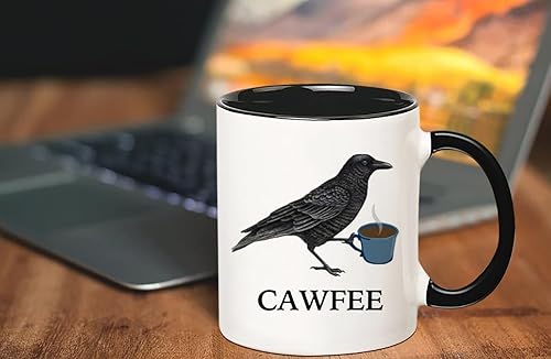 Miniatura 4 de Taza Cawfee, taza de cuervo, taza de pájaro, taza para amantes de los pájaros, taza de observación de aves, regalos Cawfee, taza de café novedosa de