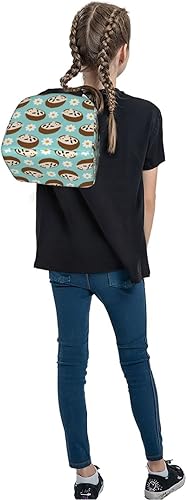 Miniatura 9 de Bolsa de almuerzo con bonito patrón con erizos y flores en una lonchera aislada azul para regreso a clases, bolsas reutilizables para comidas,