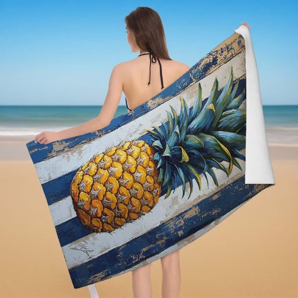 Toalla de Playa Grande 220x100cm/35x70cm, Juego de 2 Toalla Microfibra XXL de Antiarena, Toallas Playa Suave Ligera, Absorbente Secado Rápido, Beach Towel Viaje Yoga, Regalo Mujer Hombre (Fruta) K-10