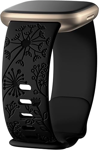 Correas grabadas con flores compatibles con correas Fitbit SenseFitbit Versa 3Fitbit Versa 4Sense 2 1 correas para mujer, correa deportiva de