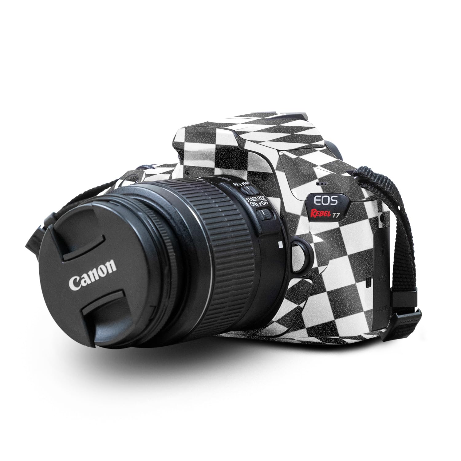 Glossy Glitter Skin Compatible with Canon EOS Rebel T7 Camera - Check - Premium 3M Vinyl Protective Wrap Decal Cover - Easy to Apply | Crafted in The USA by MightySkins
