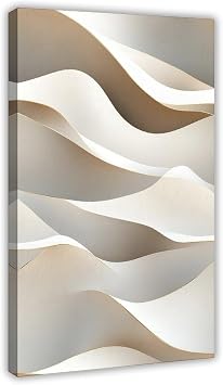 Neutral Abstract Wall Art Fluid Sand Dunes Landscape Print in Beige, Cool Grey & Gold Minimalist Elegant Wall Decor for Any Space Vintage Wall Decoration Famous Oil Paintings for Living Room Class
