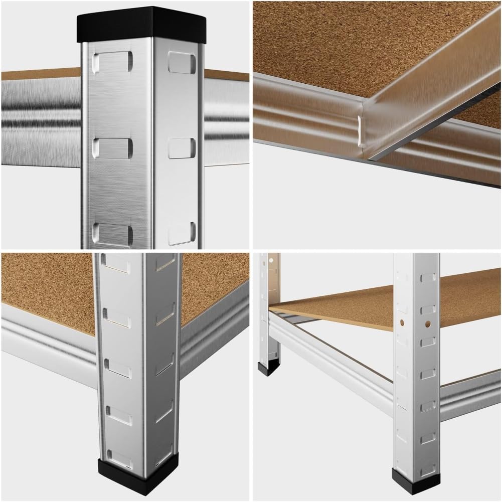 Scaffali in Metallo, Scaffalature a 5 Ripiani Regolabili, Senza Viti, Scaffale Salvaspazio per Garage, Magazzino Portata Fino a 875 kg Con 5 Ripiani Regolabili Ideale Per Garage Officina 90X40X180H cm