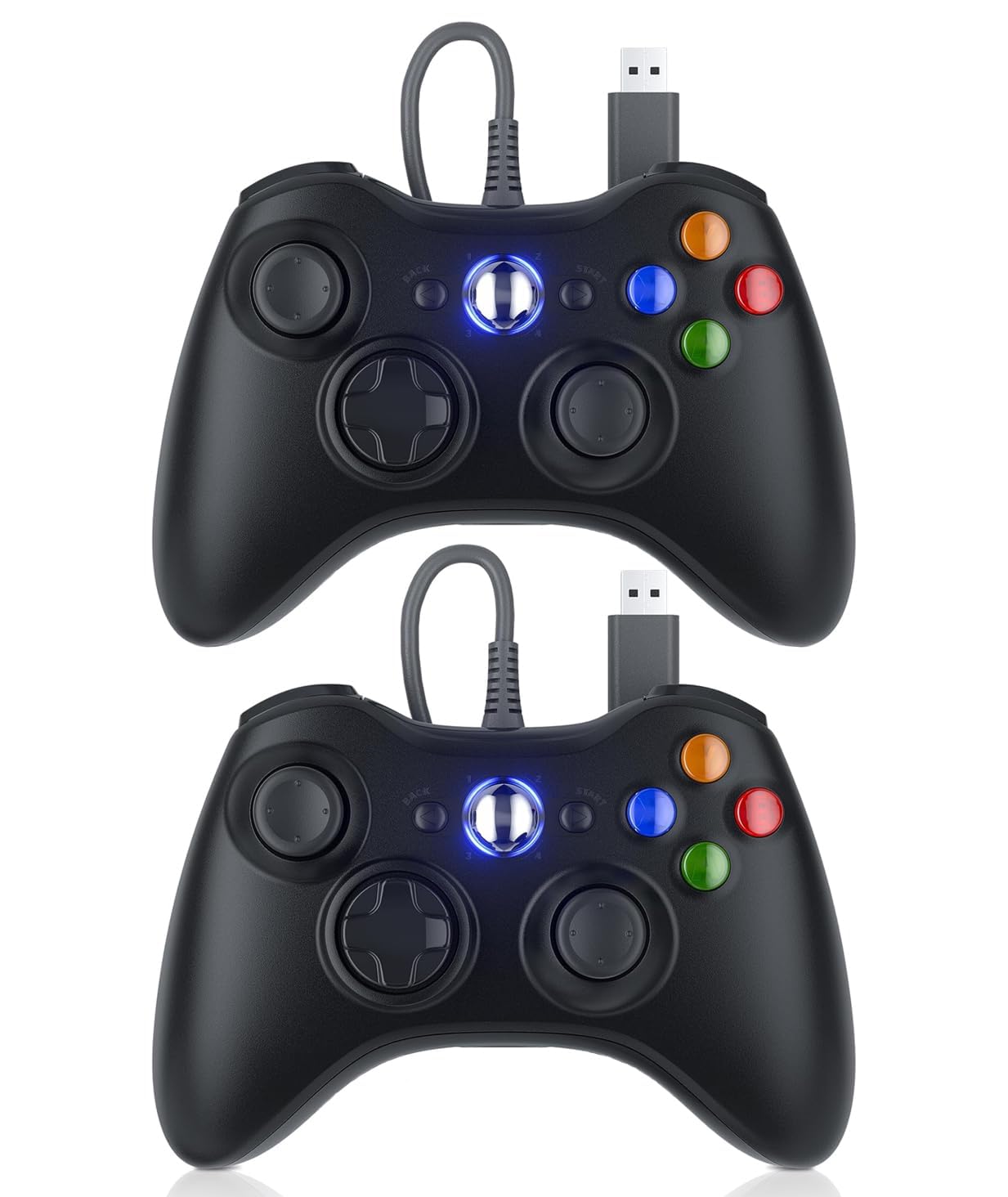 Dinosoo 3 m di ricambio per controller Xbox 360 cablato, controller PC con joystick aggiornato, doppio shock, jack audio da 2,5 mm, confezione da 2