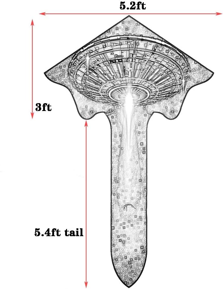 Flyer Kite Outdoor Large Creative Spaceship Kite Park Beach Adult Entertainment Aerial Game Tool Breeze Easy to Fly (Color: Red Size: 5.2ft+1312ft line) (Red 5.2ft+853ft line)