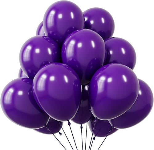 Globos de látex de color morado oscuro, paquete de 50 globos de helio morado mate de 12 pulgadas para cumpleaños, boda, baby shower, decoración de