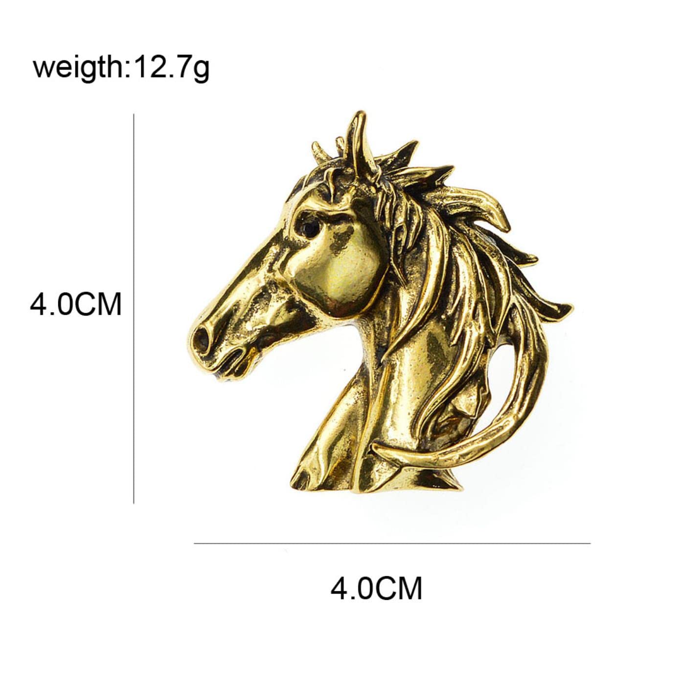 Spilla Elegante Grande Cavallo Unicorno - Vintage Lega Diamante Color Oro E Nero