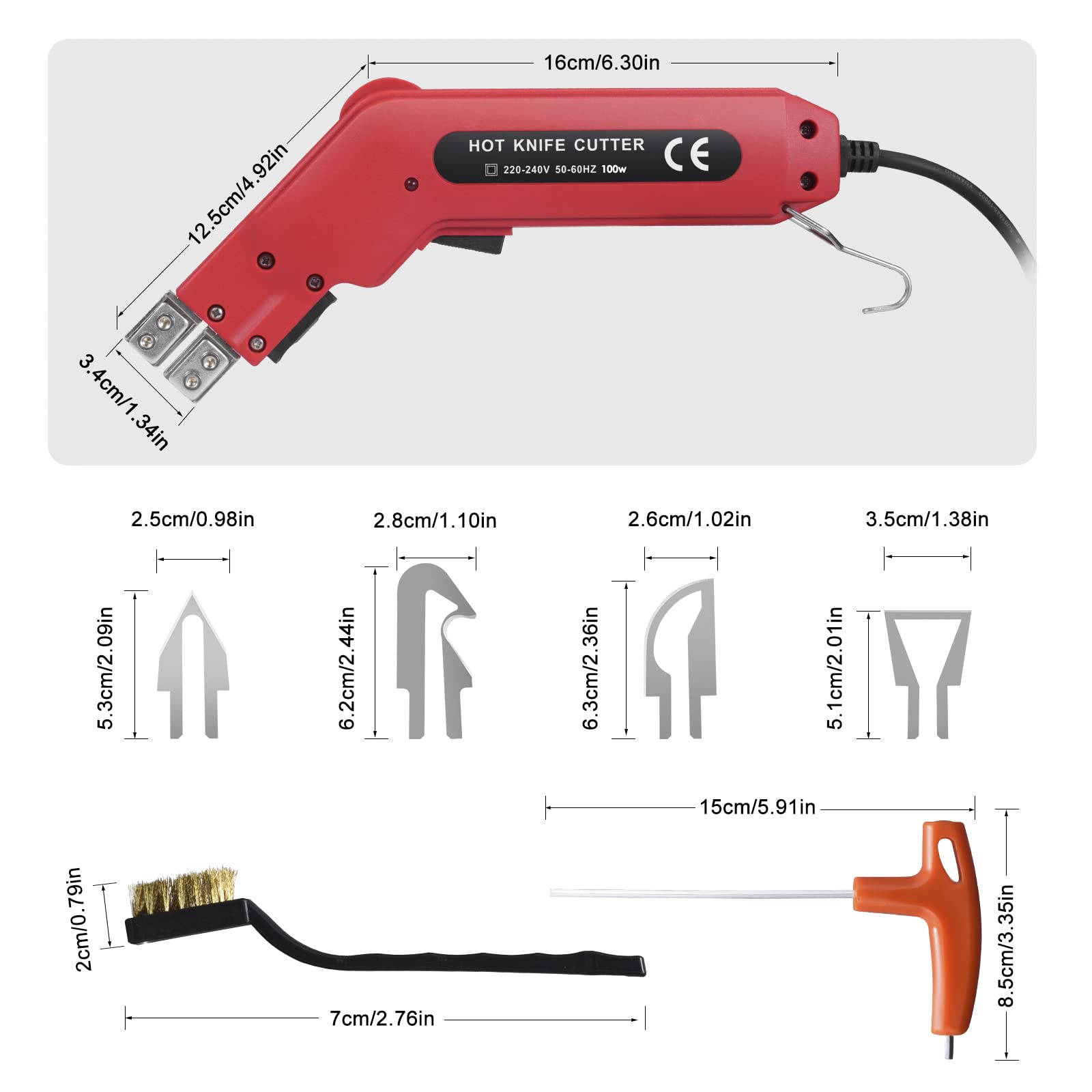 Styrocutter Elektrischer Heißschneider 100W mit 4 Arten Messerformen heißes Messer Stoffschneider Schneidwerkzeug Schaumschneider Set zum Schneiden von Stoff/Gummi/Seil/Kunststoff/Acryl