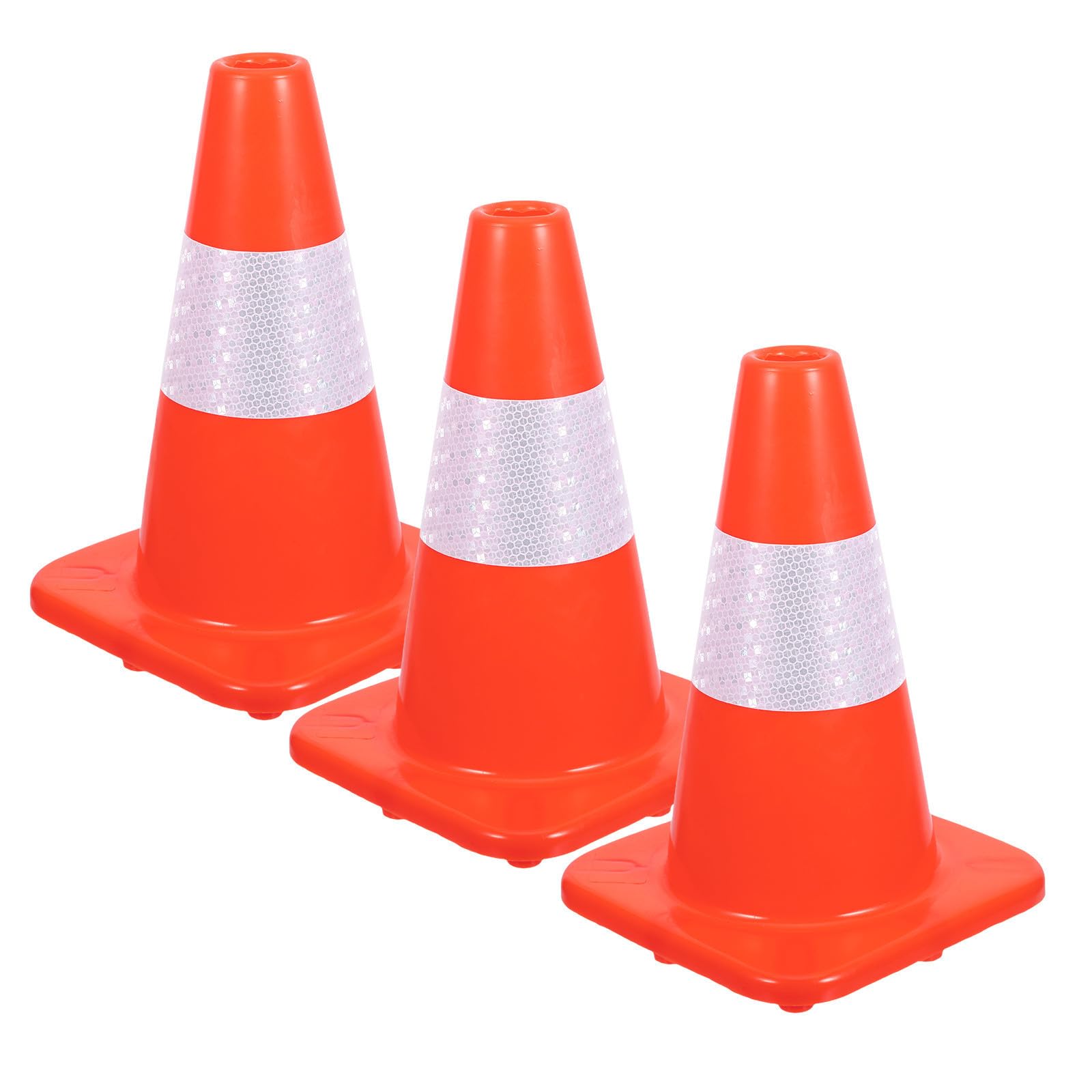 iplusmile Conos de Tráfico de Seguridad 3 Piezas de Plástico Naranjas con Collar Reflectante para Señalización Vial y Control en Estacionamientos