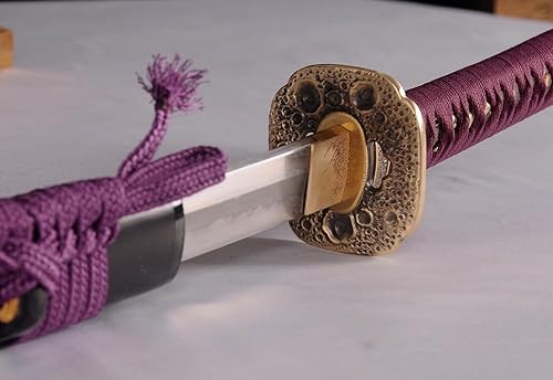 Miniatura 7 de Lyuesword Espada katana forjada a mano tradicional real Choji Hamon arcilla templada T10 hoja de acero afilada