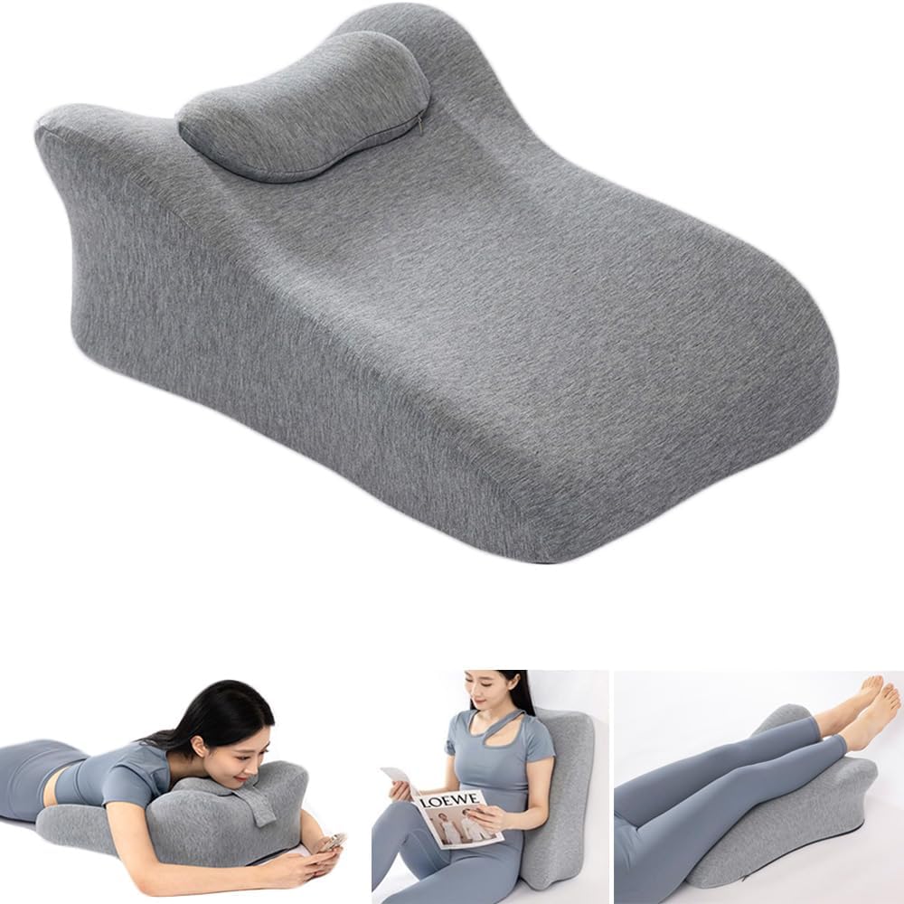 Back Pillow for Bed Sitting Up,Upright Reading Pillow Back Support,Face Down Cushion Neck Leg Pain Relief Acid Reflux Multifunctional Adult Ergonomic Memory Foam Pillow in Bed Sofa Sleeping