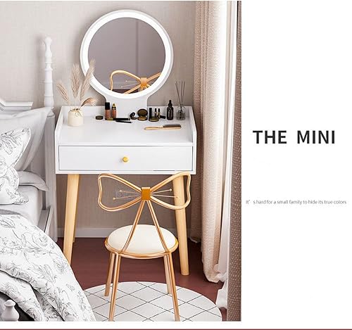 Miniatura 3 de Aeumruch Tocador simple con espejo y cajones, mesa de tocador para dormitorio, adecuada para apartamentos pequeños