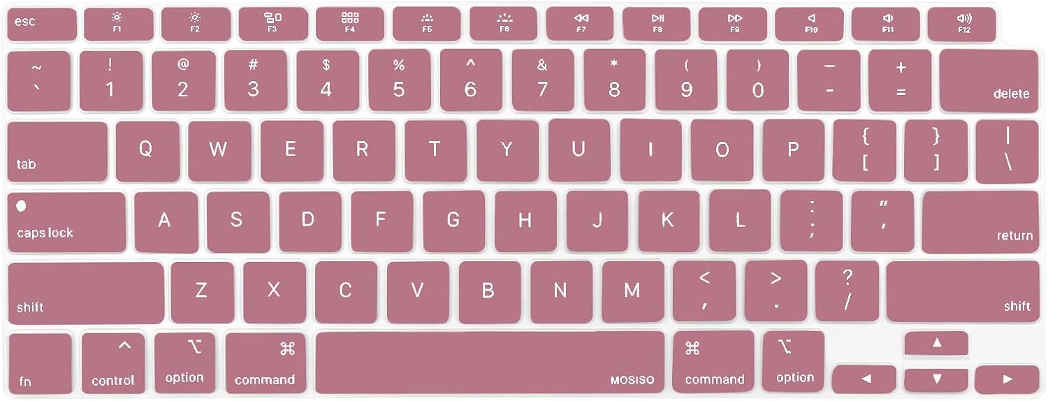 MOSISO Keyboard Cover Compatible with MacBook Air 13 inch 2022 2021 2020 Release A2337 M1 A2179 Retina Display with Touch ID Backlit Magic Keyboard, Waterproof Protective Silicone Skin, Tea Petal Pink