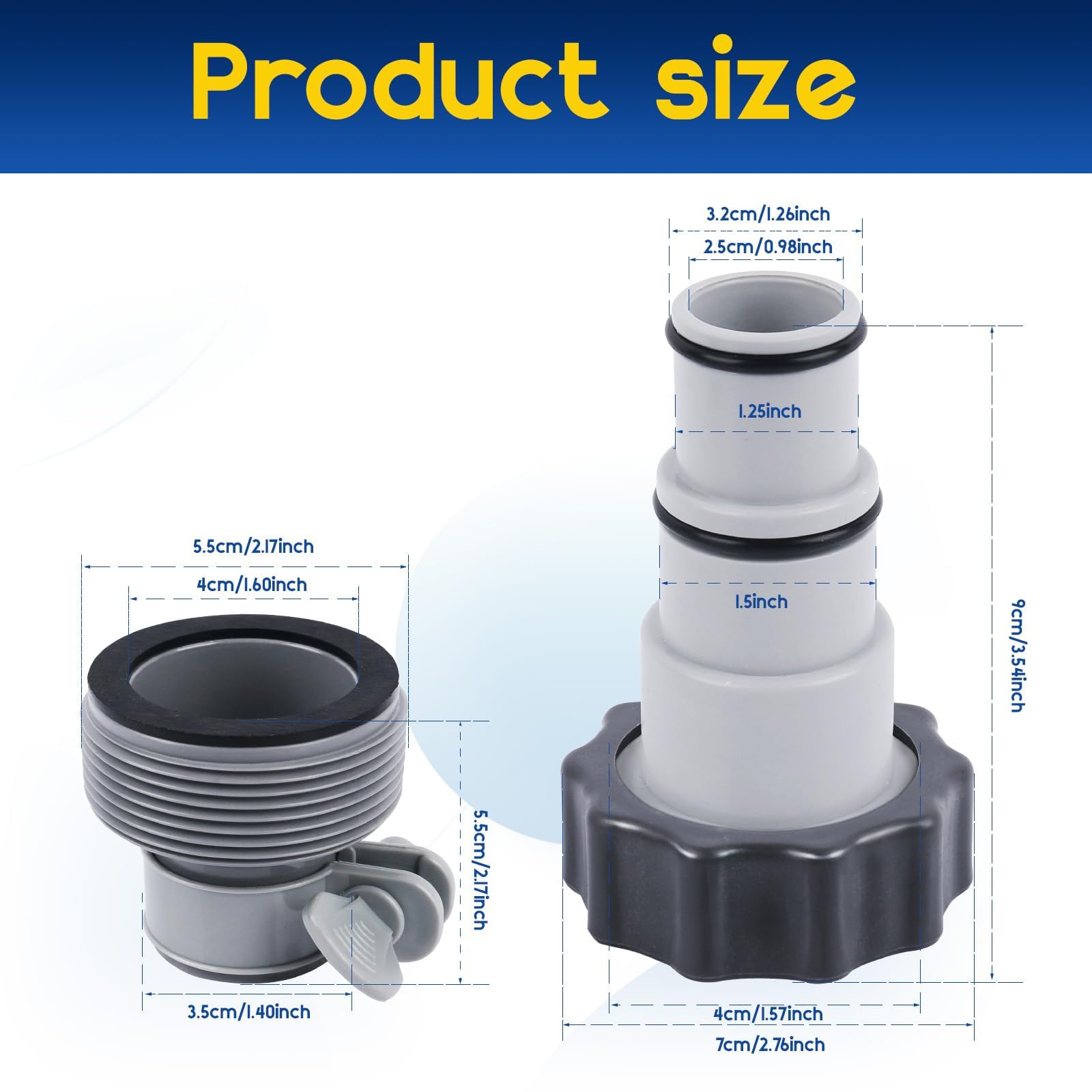 UieaMsio Adattatore per tubo piscina A, 32 mm e 38 mm, adattatore di ricambio per tubo piscina (2 pezzi per confezione