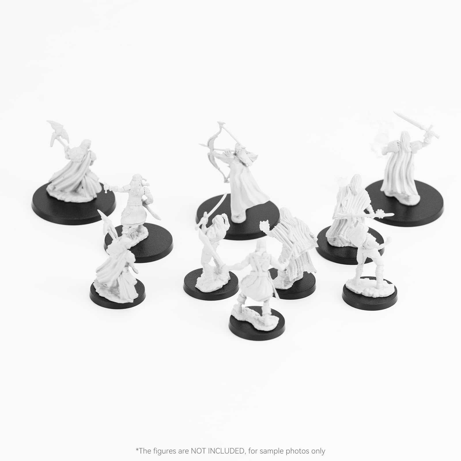 Lot de 100 bases miniatures + 120 adhésifs, 25 mm, 32 mm, 40 mm, mélange de bases rondes en plastique noir pour jeux miniatures, jeux de table de guerre ou jeux de société