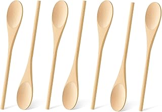 7PCS 10Inch Maple Wood Wooden Spoons for Cooking, Heat Resistant Non-Scratch Mixing & Soup Utensils, Handmade Natural Material, Safe for All Cookware, Ideal for Home Kitchen