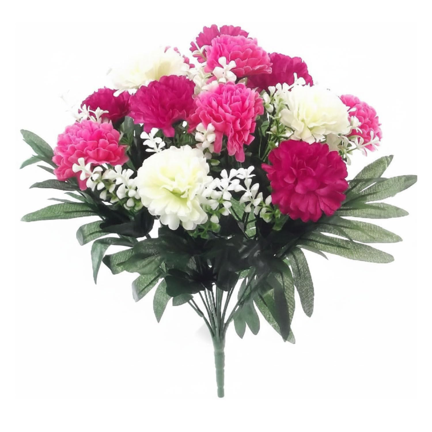 A1-Homes Pink & Cream 36Cm Artificial Silk Spiky Chrysanthemum/Mum Bush - 14 Flower Heads (1, )