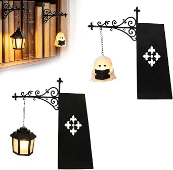 2-Piece Library Lantern Mini Bookshelf Lamp – Vintage Hanging LED Book Light