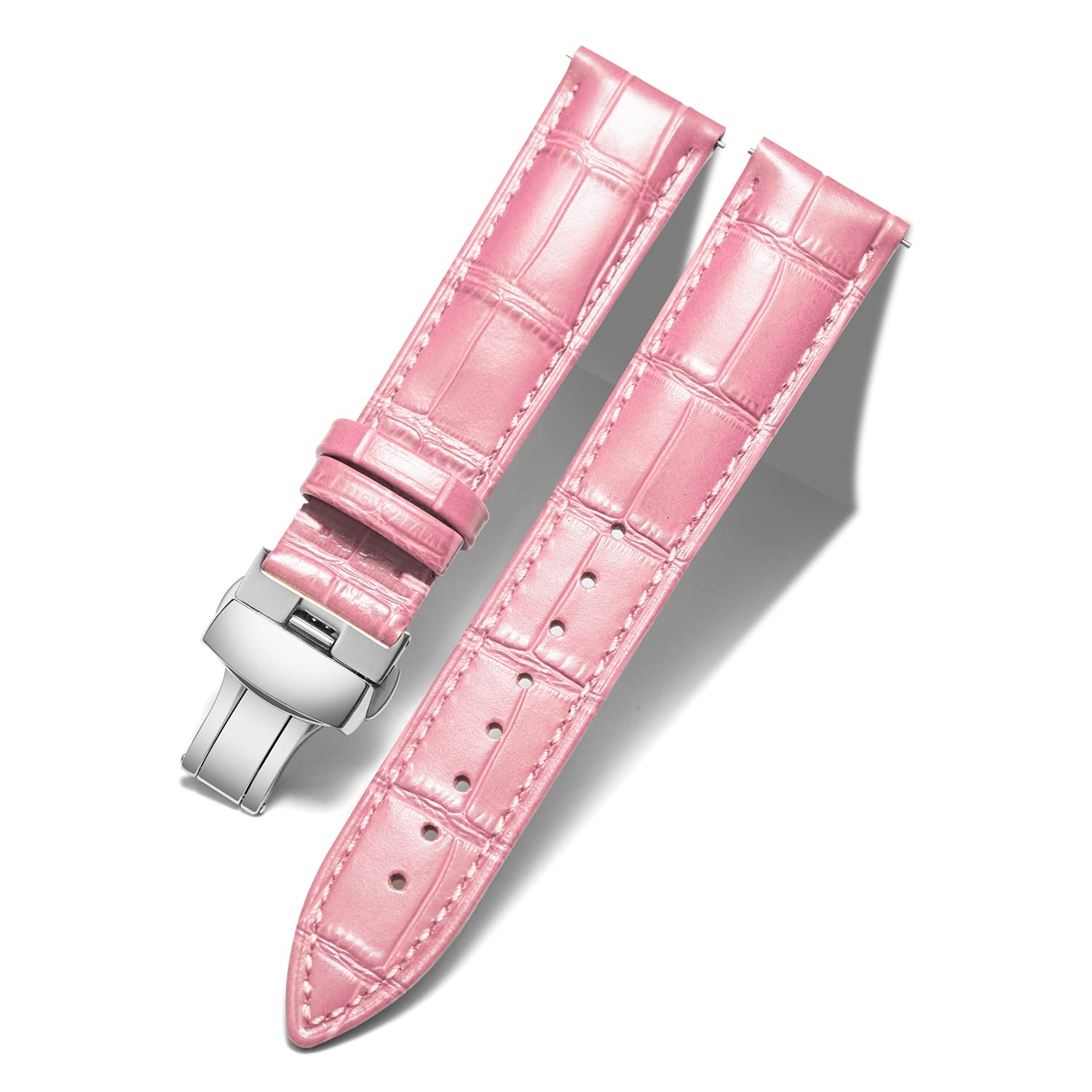 BINLUN Leather Watch Bands Replacement Alligator Pattern Watch Strap for Men Women with Silver/Gold/Rose Gold Butterfly Deployment Buckle 12mm 13mm 14mm 16mm 17mm 18mm 19mm 20mm 21mm 22mm 23mm 24mm — view 27