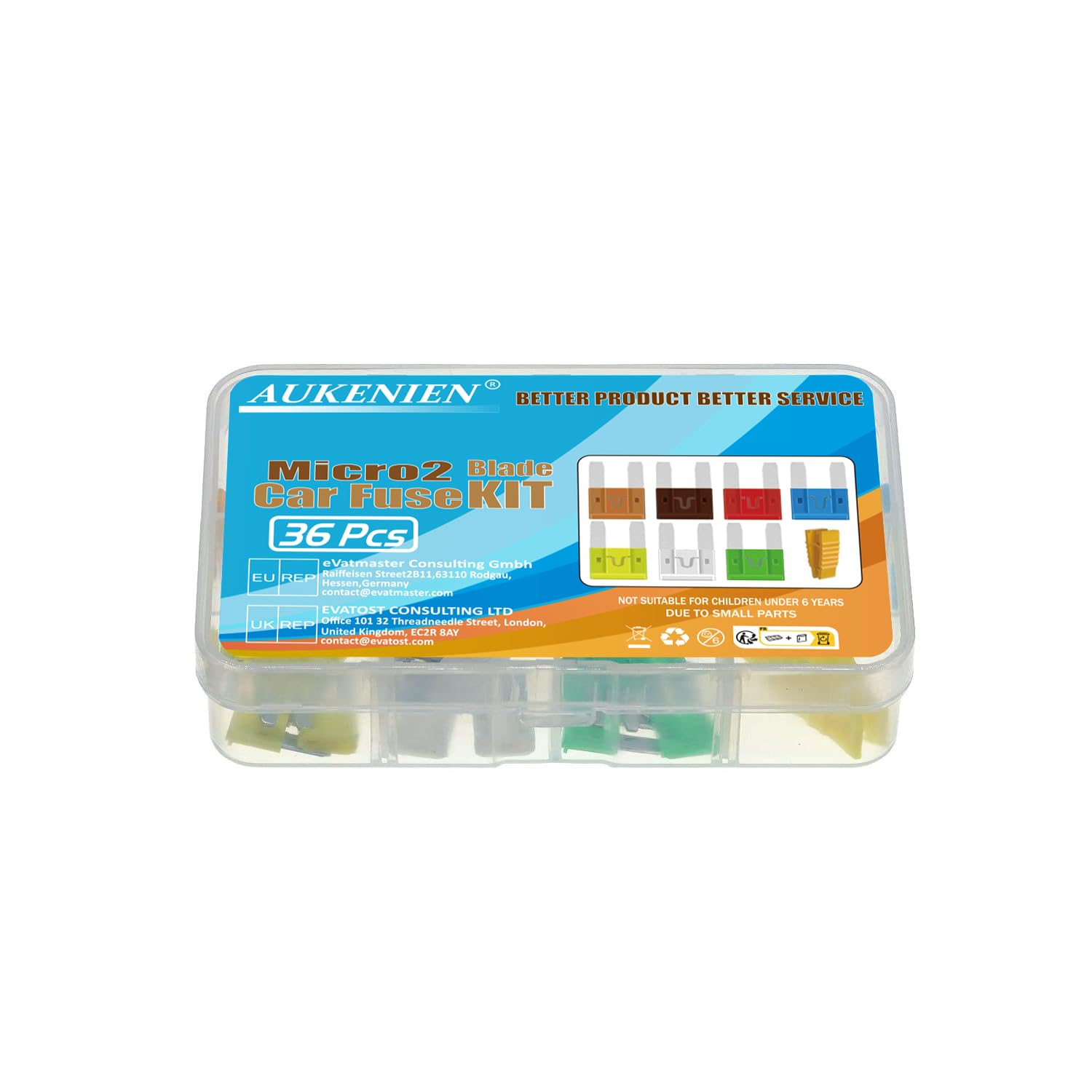 AUKENIEN Micro2 Fusibles Coche Kit 5A 7,5A 10A 15A 20A 25A 30A Fusibles 12V Micro 2 Fusible Coche para Moto Automóviles Autocaravana Caravanas Vehículos Camper