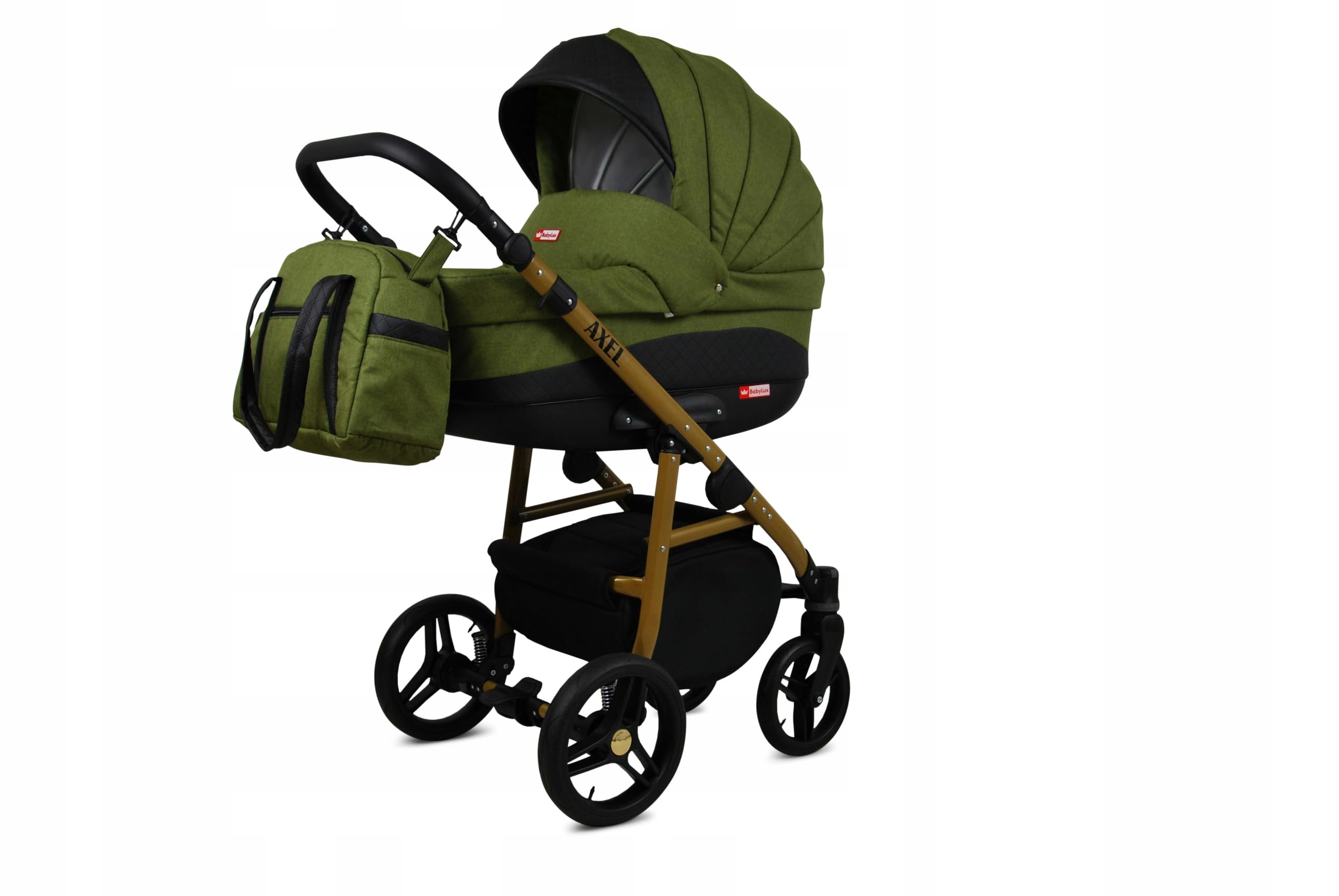 BabyLux® Wózek dziecięcy kompletny zestaw 4 w 1, Axel, w tym gondola dla niemowląt, wędka, fotelik samochodowy, podstawa ISOFIX, wózek dziecięcy, system kombinowany, z torbą do przewijania itp.