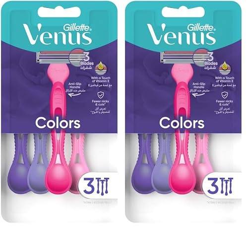 Gillette Venus 3 Basis Einwegrasierer Damen, 3 Damenrasierer mit Komfortklingen (Packung mit 2)