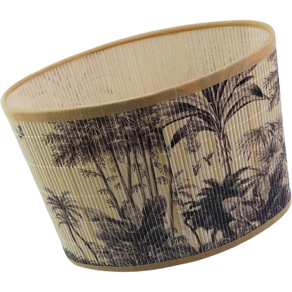 Sanfly Vintage Drum Lampshade Oval Bamboo Bulb Guard Chandelier Bedside Lampshade Pendant Lamp Shade for Table Floor