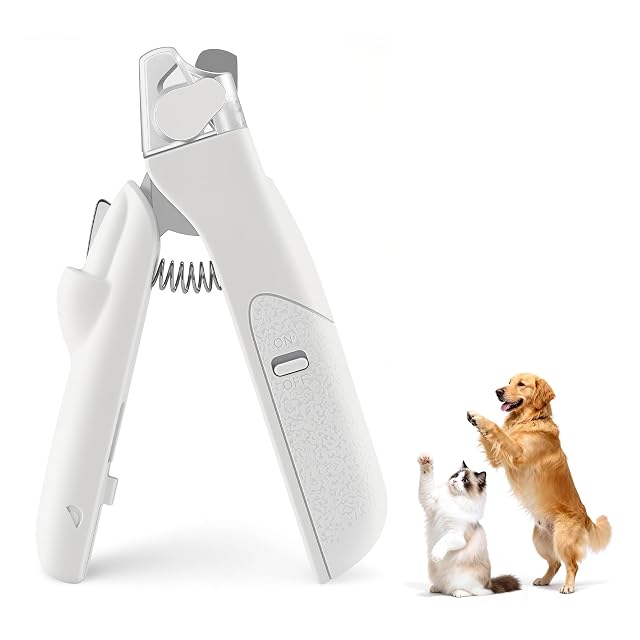 Foydream Cortaúñas para Mascotas con luz LED, Cortauñas para Perro y Gato con Mascota Protector de Seguridad