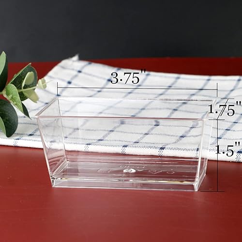 Miniatura 2 de Tosnail Paquete de 100 vasos rectangulares de 5 onzas para aperitivo de postre con 100 cucharas de plástico