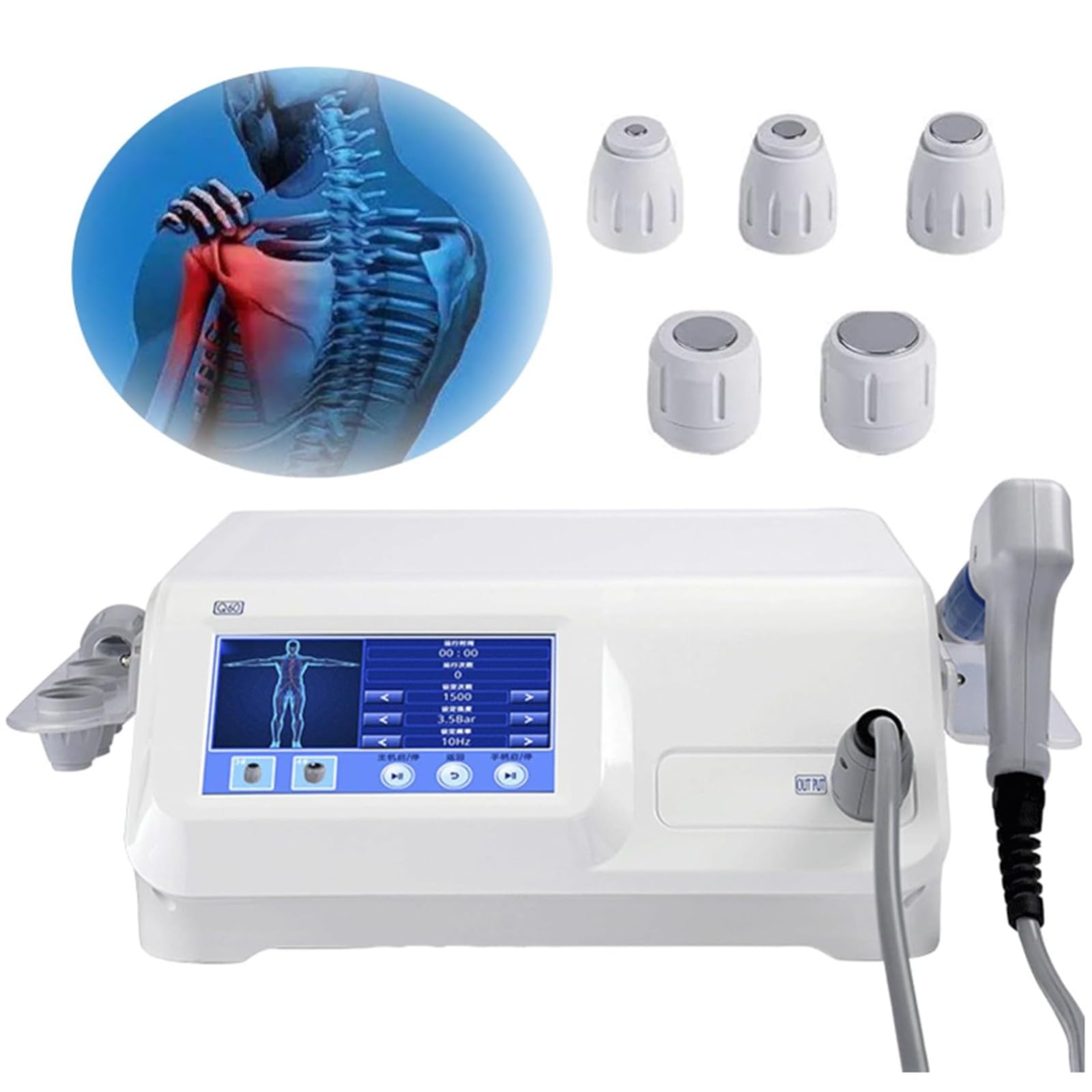 Macchina Per Terapia Ad Onde D'urto, ED Fisioterapia Pneumatica Ad Onde D'urto Massaggiatore Muscolare Profondo Per Alleviare Il Dolore Muscolare Con 5 Teste Di Massaggio Per Disfunzione Erettile