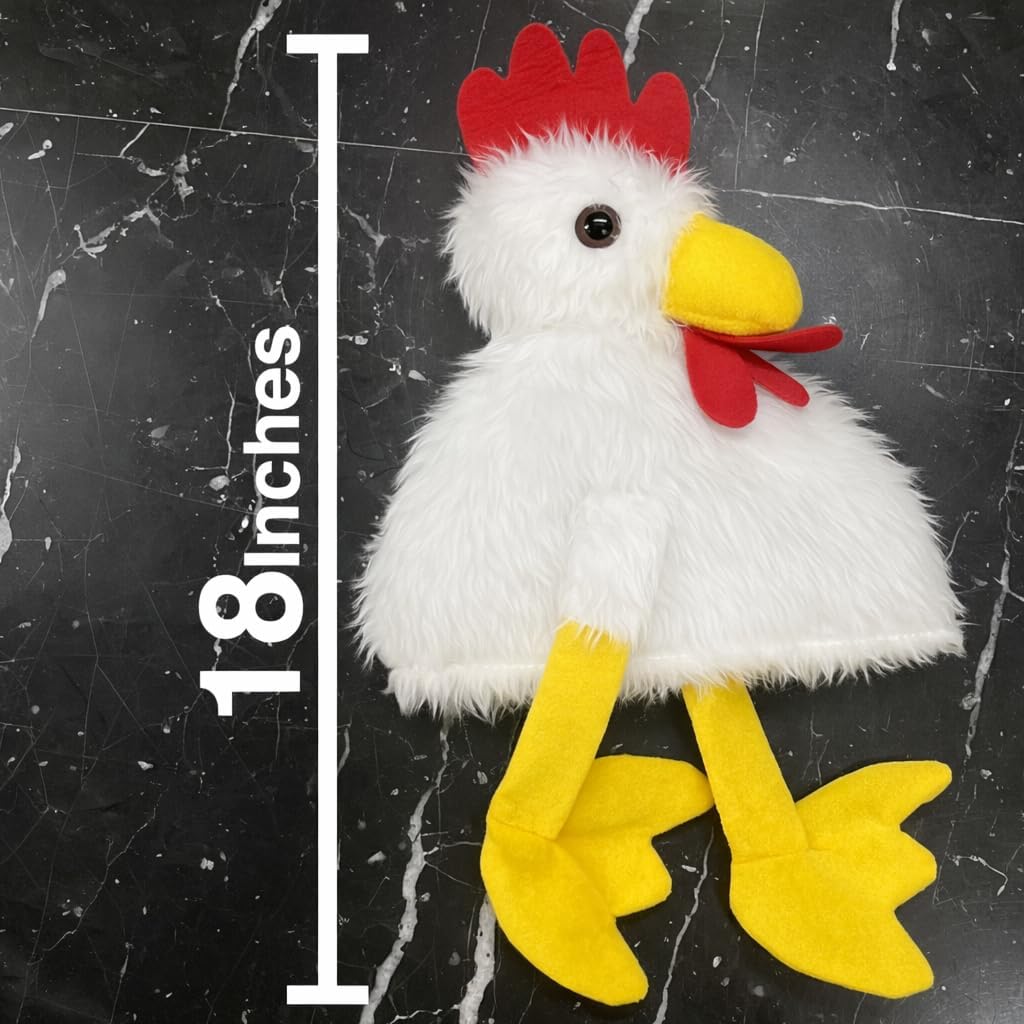 Chicken Hat | Funny Chicken Head Hat | Chickens Costume Hats | Plush Chickens Hats | Rooster Head Accessory | Rooster Costume Accessories | Roosters Cap | White | 18" | Elastic Fit