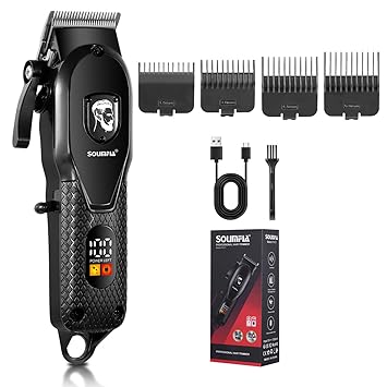 SOLIMPIA HT-671 Salon Series Professional Digital Display Cordless Hair Clipper Electric Hair Cutter Kit Wireless Hair Grooming Trimmers Set, Li-ion Battery 1200mAh 180 minutes Runtime, BLACK C - image, photos