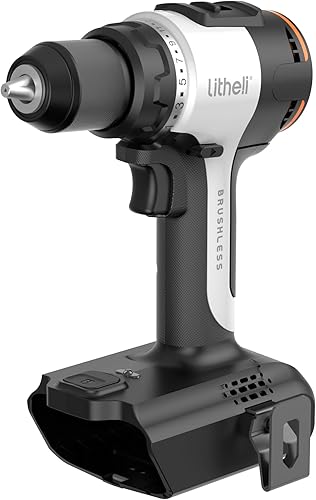 LiTHELi Taladro inalámbrico con conductor, taladro eléctrico sin escobillas con 2 velocidades variables, portabrocas sin llave de 1/2 pulgada, 17+1