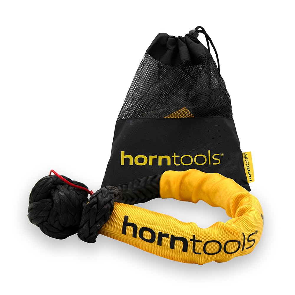 Horntools Softschäkel mit Aufscherschutz, mit robustem Schutzschlauch, Seildurchmesser 12 mm, Recovery Seil, Schäkel, für Offroad, Abschleppseil, leichte Karabiner-Schlinge (14 Tonnen WLL/Nutzlast)