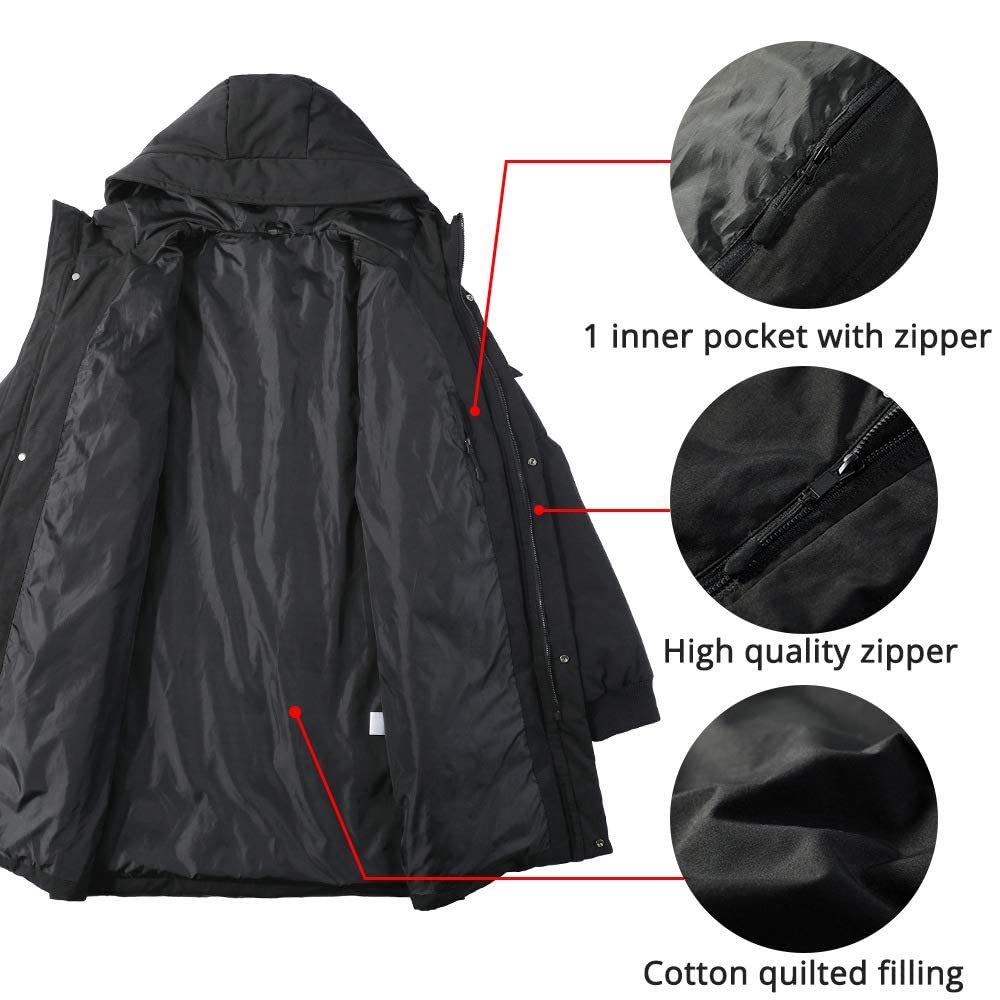 Manteaux d'hiver imperméables à capuche coupe-vent épais Parkas long rembourré pour homme