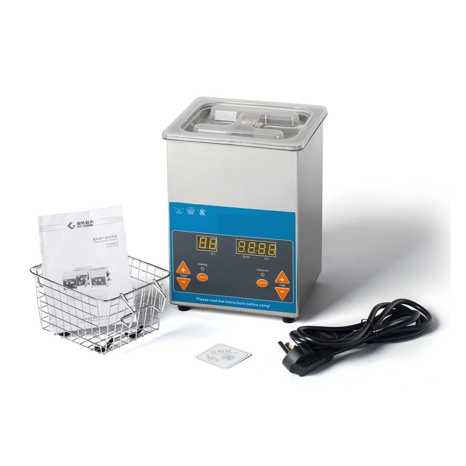 Dispositivo per la Pulizia ad ultrasuoni Pulitore ad ultrasuoni 2L 50W con Display Digitale Cestello riscaldante Strumento for la Pulizia del Bagno(GT-R2)