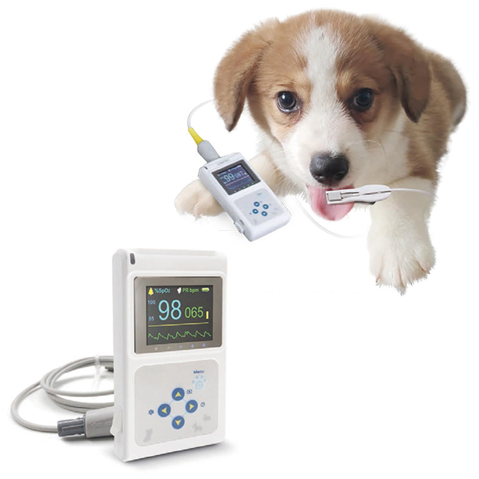 Pulsossimetro Auricolare Veterinario, Pulsossimetro Portatile per Animali, Display OLED. Luminosità dello Schermo Regolabile, per Il Tuo Cane, Gatto, Cavallo, Mucca, Pecora, Coniglio