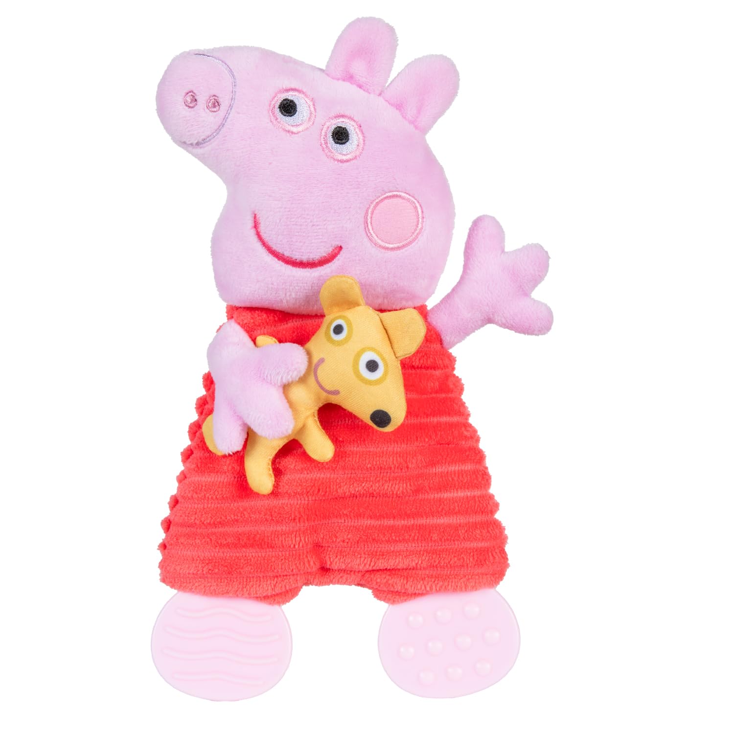 Kids Preferred Peppa Pig Teether Feet Blankey - 9.5 Inches, Embroidered Details, Textured Material, Soft Teethers & Crinkle for Babies 0 Months & Up-image-2