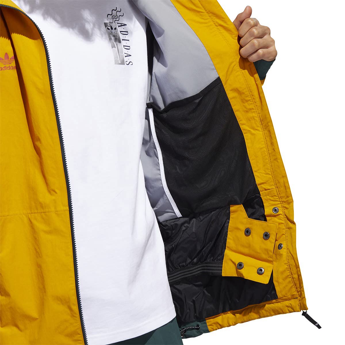 Adidas DNA 10K Snowboard Jacket Mens Sz M Legend Gold/Mineral Green/White
