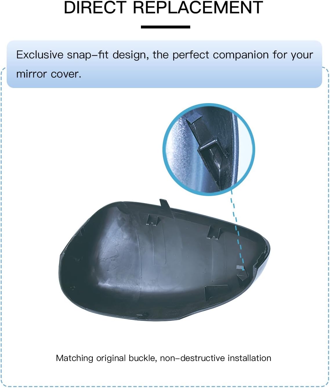 Left Driver Side Mirror Cover Cap Compatible with Ford Escape 2020-2024 SE/SEL Without Turn Signal Light White