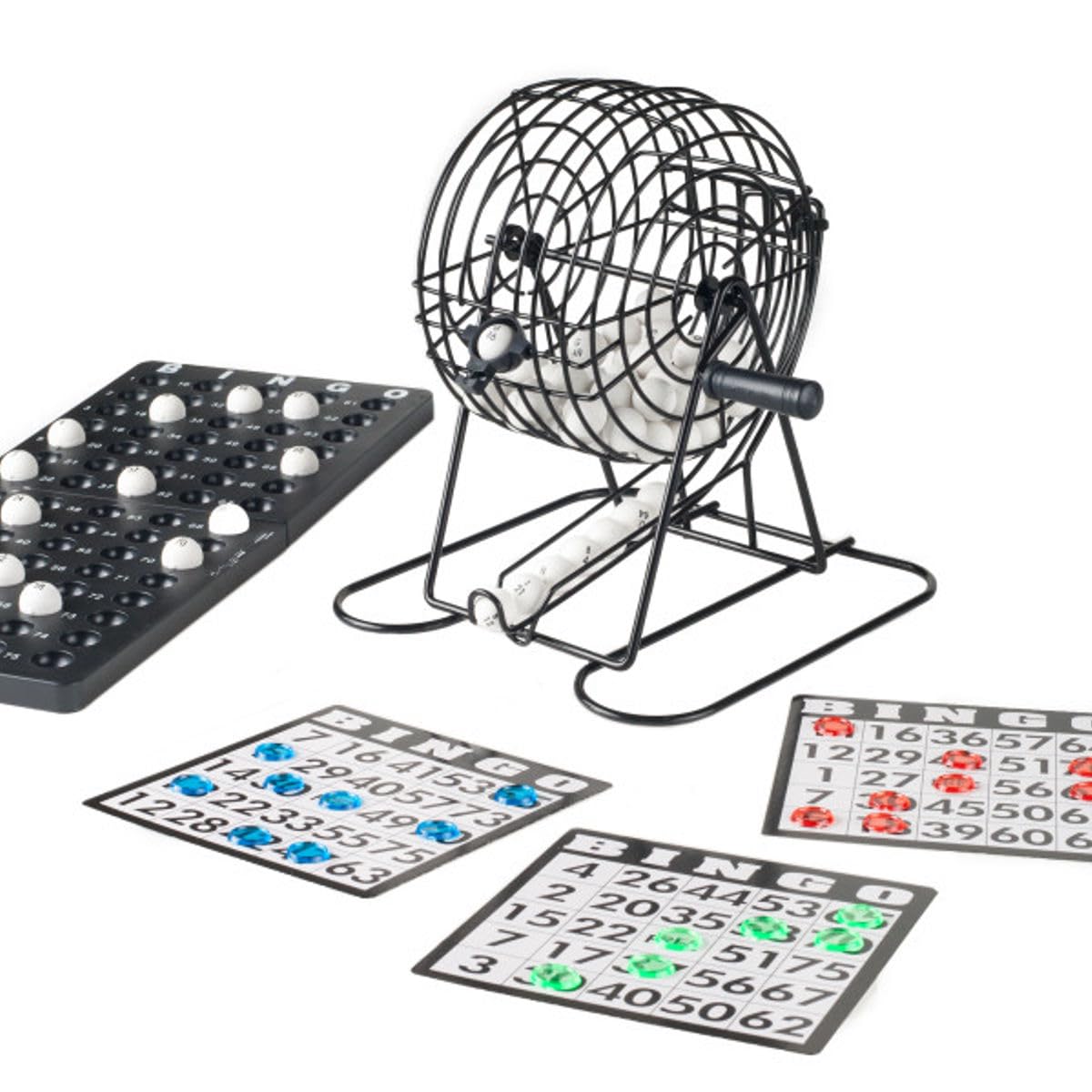 HEY! PLAY! Complete Bingo Set - Deluxe Classic Carnival and Casino Game for Adults with Tumbler Cage, Master Board, Sheets, and Markers