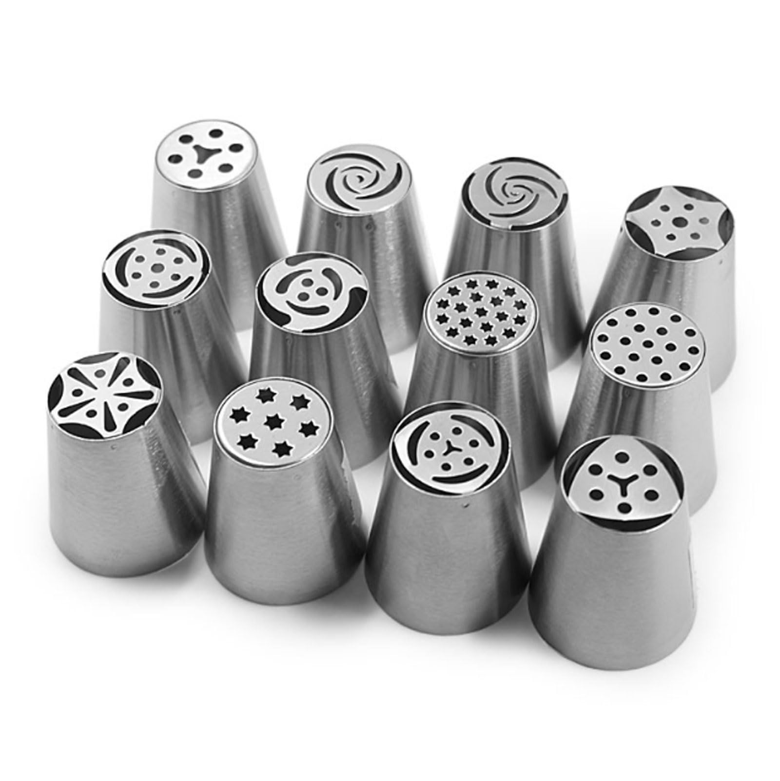 Juego de 12 boquillas for tuberías Acero Inoxidable 304, exprimidor Flores una Sola Vez for decoración Pasteles, Puntas pastelería Crema Mantequilla