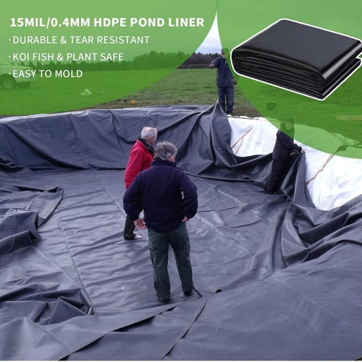 Pond Liner,0.5MM Thick Large Fish Pond Liners,Gardens Pools Membrane,Reinforced LandscapingWaterproof Liner,for Ponds,Aquaculture and Water Gardens(4 * 7ft)
