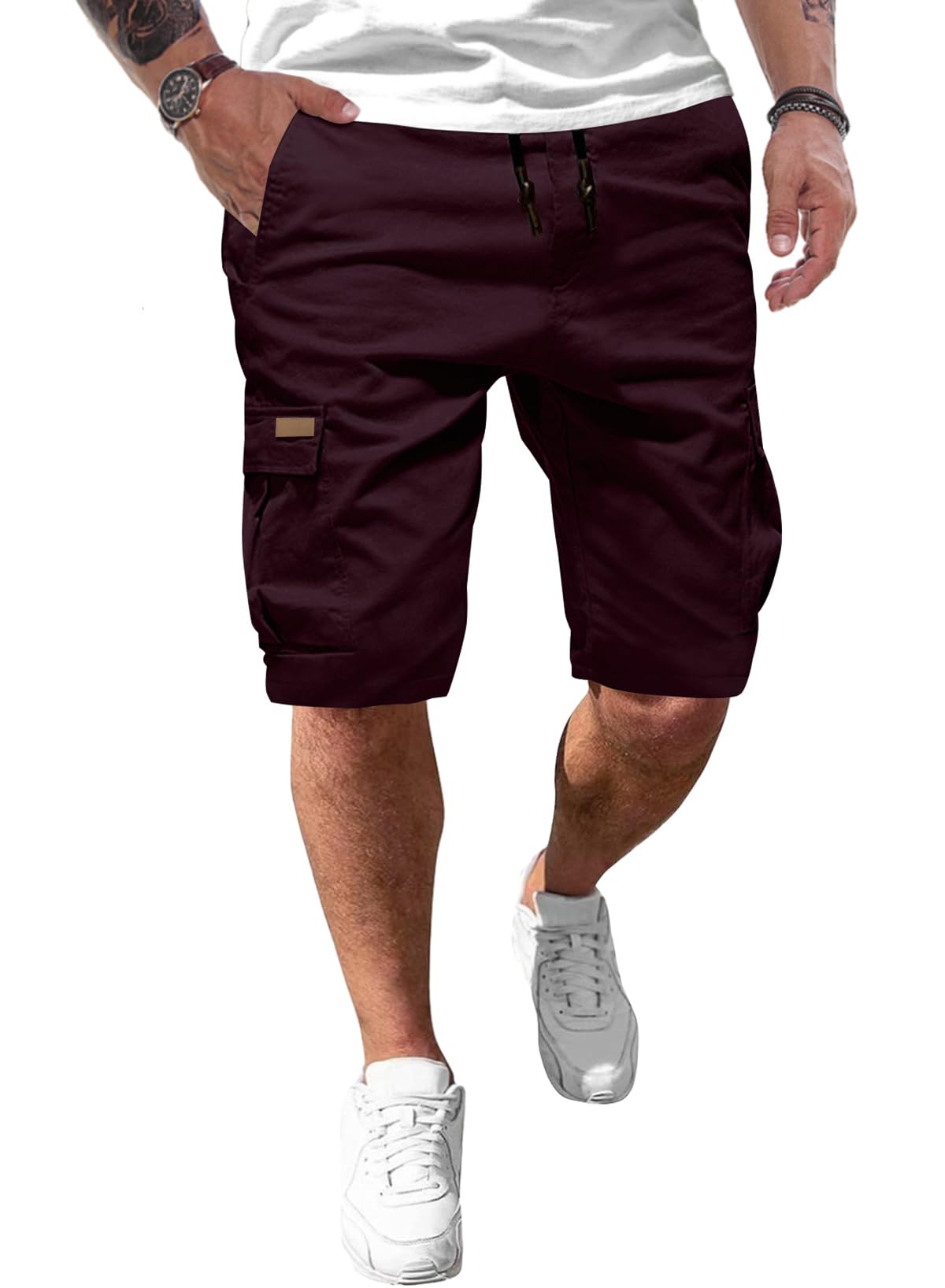 JMIERR Kurze Hosen Herren Baumwolle Cargo Shorts Herren Sommer Freizeithose mit Taschen