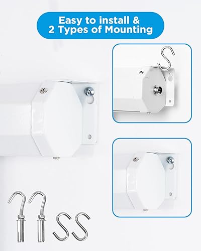 Miniatura 6 de Pantalla de proyector desplegable Pantalla de proyector automática de 120 pulgadas con control remoto y ganchos de montaje en techo, pantalla de